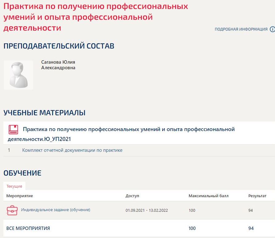 скриншот Оценка 94 балла на тему Практика по получению профессиональных умений и опыта профессиональной деятельности Синергия (Уголовное право). 9 семестр