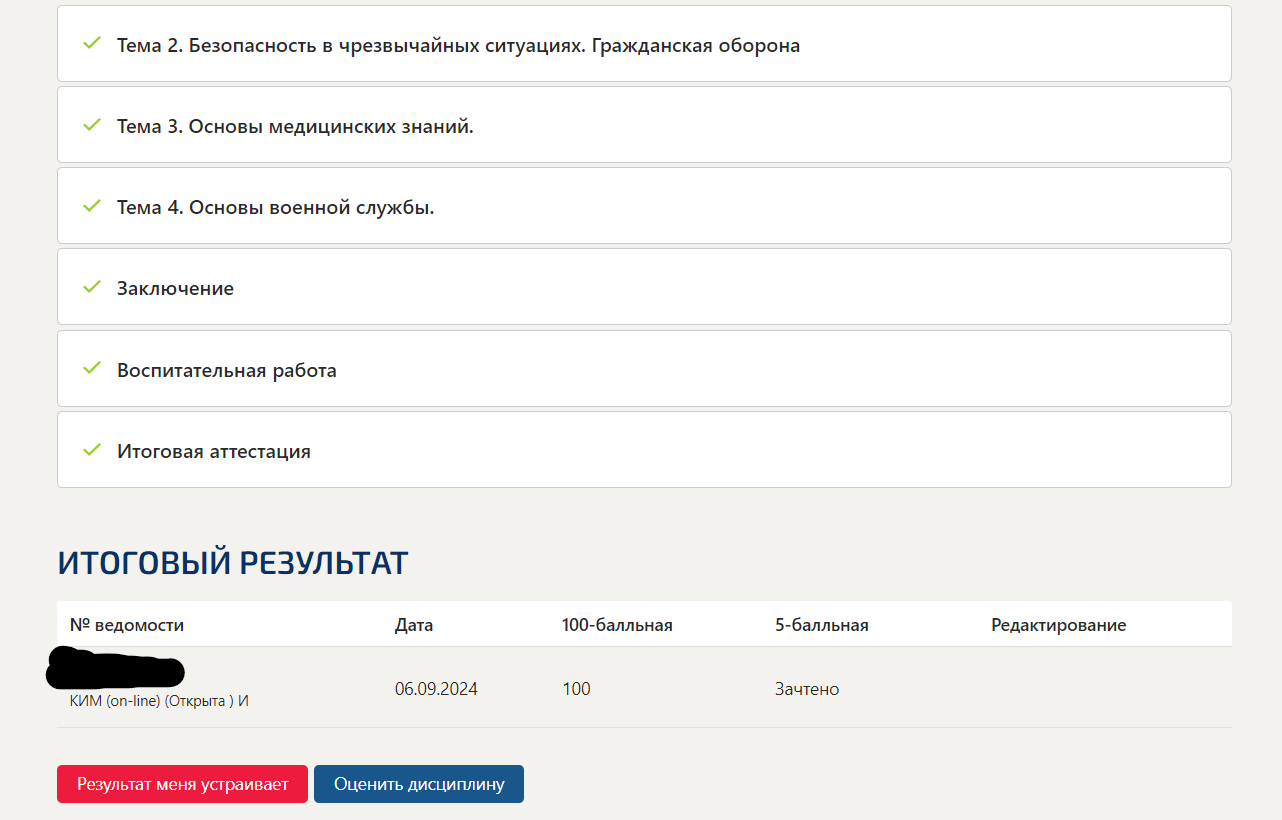 скриншот БЖД 5 семестр итоговая аттестация 100б на тему Ответы на итоговый тест Безопасность жизнедеятельности синергия 5 семестр 60 из 60
