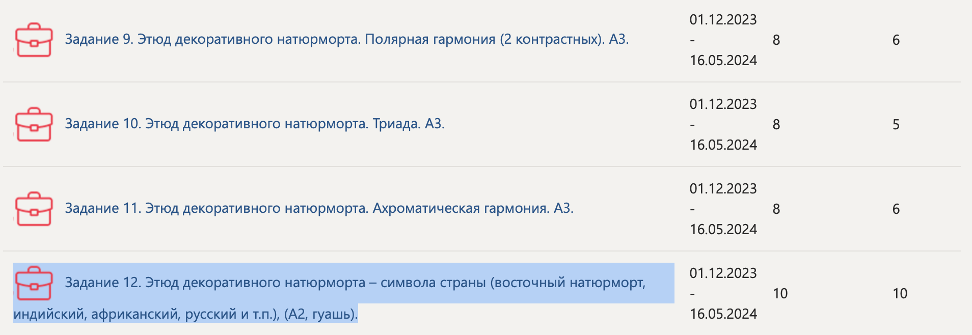 скриншот Снимок экрана 2025-03-12 в 13.32.49 на тему Синергия 3 семестр Живопись ( Задание 1, 2, 6, 8, 9, 10, 11, 12)